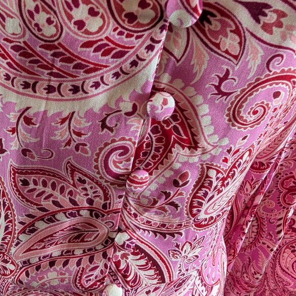 NWT Zara Women’s Pink Paisley Button-Up Dress, Size XS, Summer, Spring Feminine - Picture 4 of 11